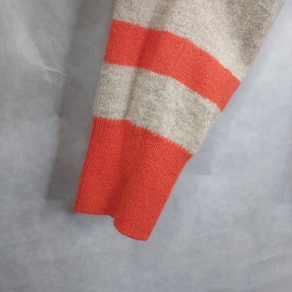 Wallace J Crew Sweater Women S Ex-Boyfriend Striped V-Neck Wool Cashmere Rabbit - Picture 2 of 12